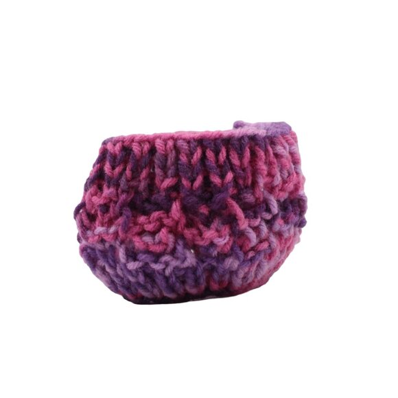 Handmade Hand Knit Dreams Purple and Pink Acrylic Mug Cozy - Picture 2 of 3